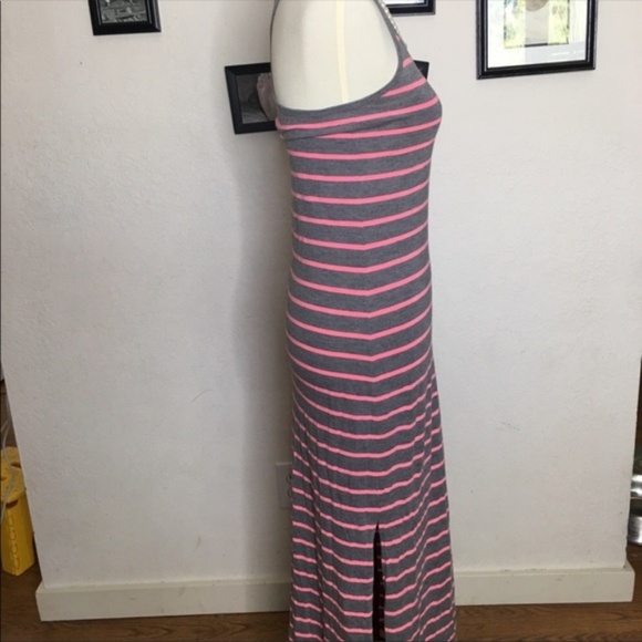 Gap 🌺 Pink and Gray Striped Jersey Maxi Dress - Picture 4 of 7